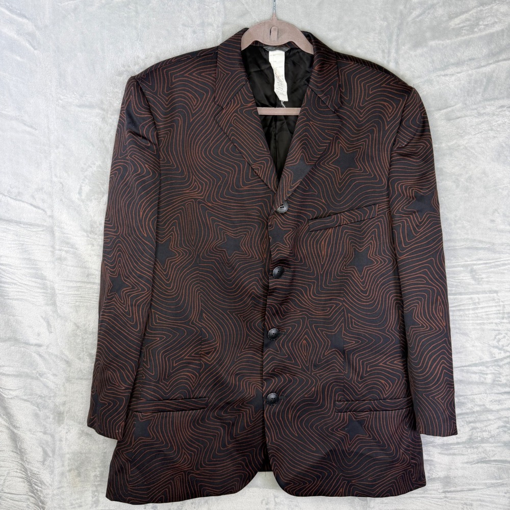 Gianni Versace Blazer Mens 52 Brown Vintage Star Swirl Wool Sport Coat Italy